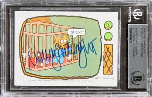 Nancy Cartwright Authentic Signed 1990 The Simpsons Stickers #2 Card BAS Slabbed