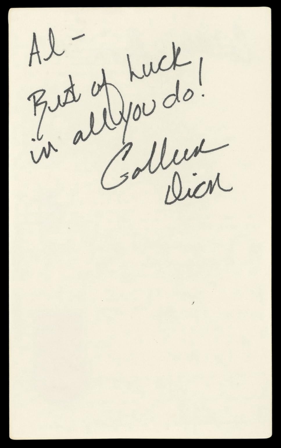 Colleen Dion The Bold and the Beautiful Signed 3x5 Index Card BAS #BL98581