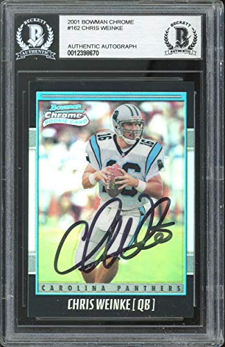 Panthers Chris Weinke Authentic Signed 2001 Bowman Chrome #162 Card BAS Slabbed