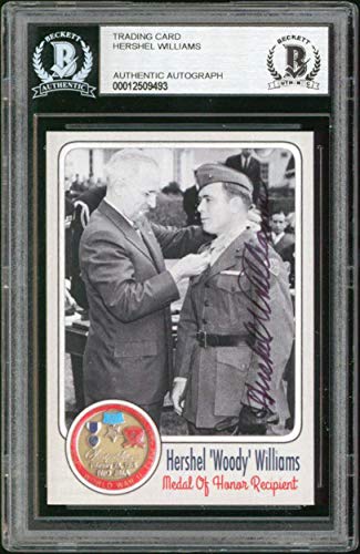 Hershel Williams Signed Metal Of Honor Recipient Trading Card BAS Slabbed