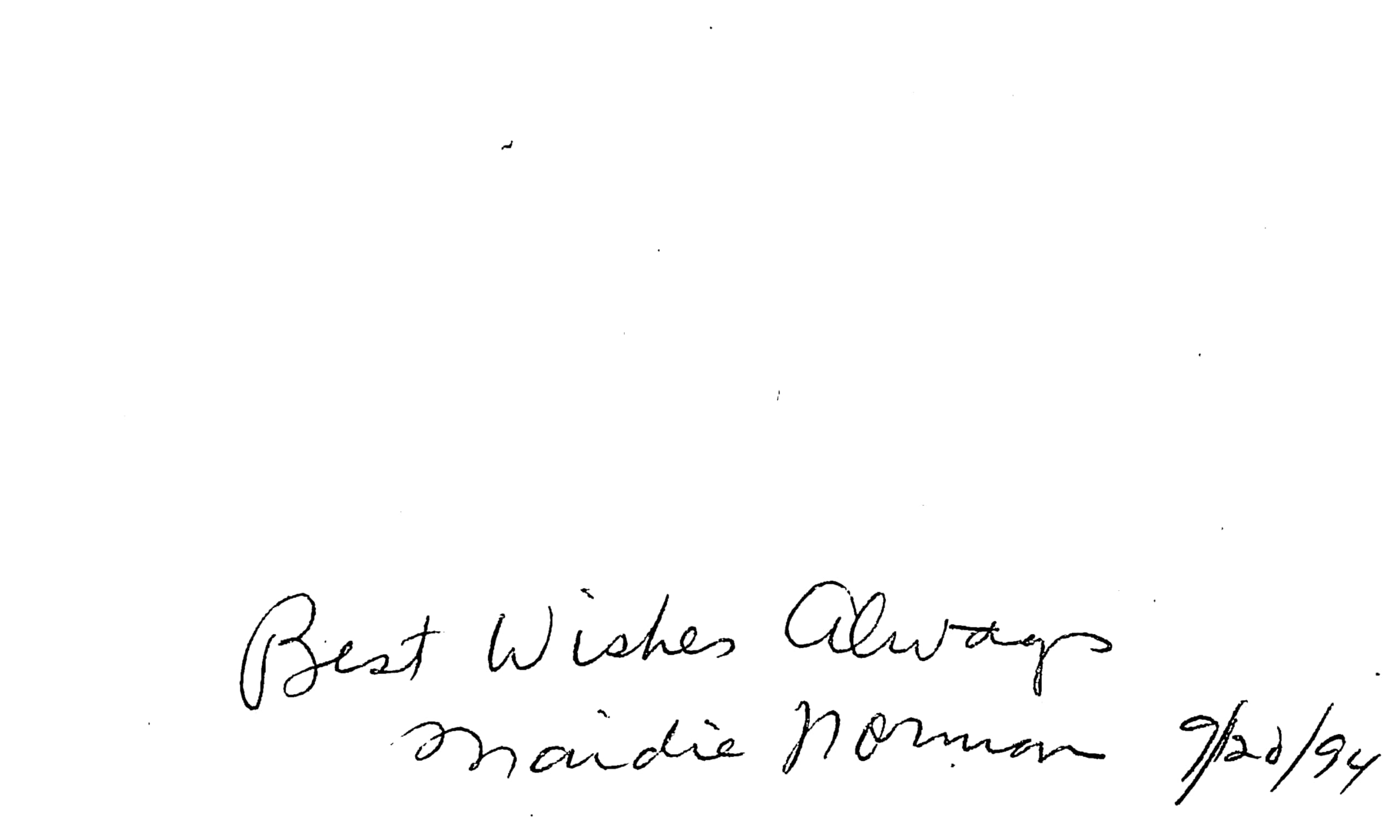 Maidie Norman What Ever Happened to Baby Jane Signed 3x5 Index Card BAS #BL96247