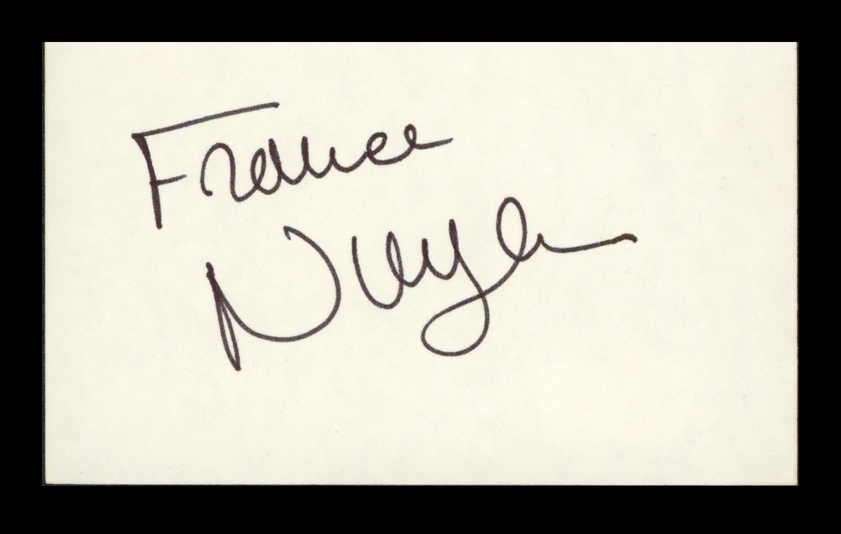 France Nuyen South Pacific Authentic Signed 3x5 Index Card BAS #BP00913
