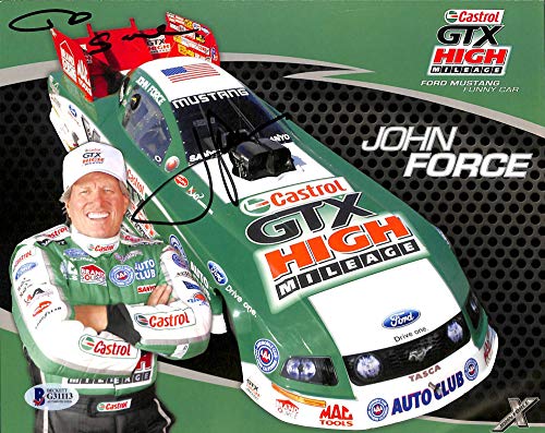 John Force NHRA Drag Racing Authentic Signed 8x10 Stat Photo BAS #G31113