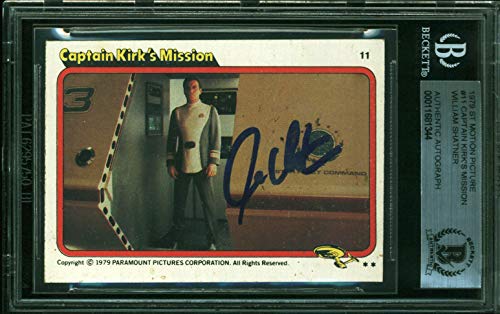 William Shatner Signed 1979 Star Trek #11 Captian Kirk's Mission Card BAS Slab
