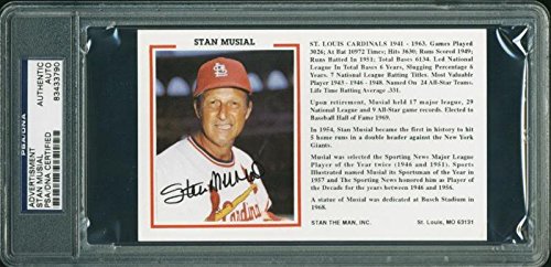 Cardinals Stan Musial Authentic Signed 3.75X6 Advertisement PSA/DNA Slabbed