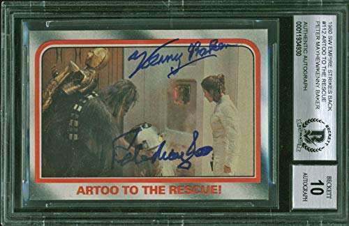 Kenny Baker & Peter Mayhew Signed 1980 ESB #112 Card Auto Graded 10! BAS Slabbed