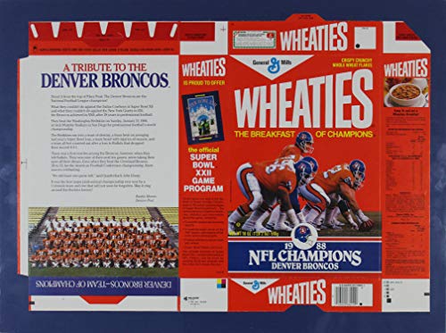 Rare 1988 NFL Champion Denver Broncos Unfolded MISPRINT Wheaties Box Un-signed