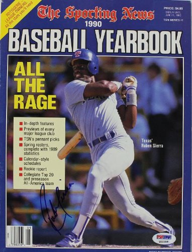 Rangers Ruben Sierra Authentic Signed 90 Sporting News Magazine PSA/DNA #Q12359