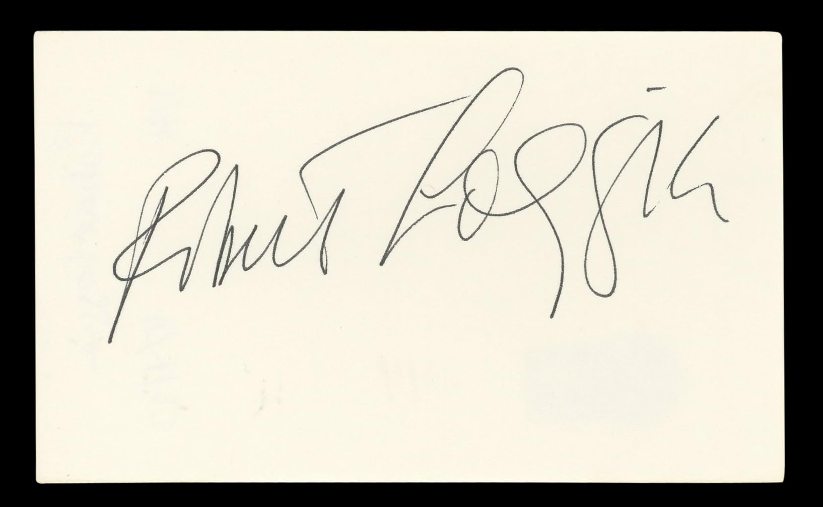 Robert Loggia Big Authentic Signed 3x5 Index Card Autographed BAS #BL96583