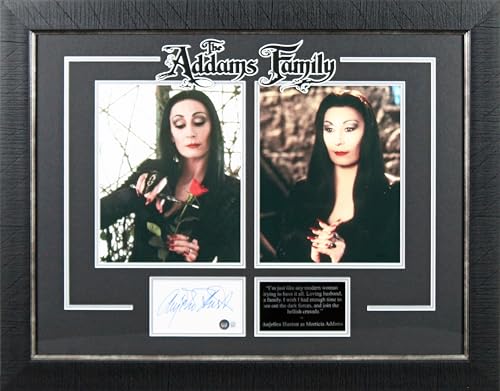 Anjelica Houston The Addams Family Signed Index Card Framed Display BAS #BL98275