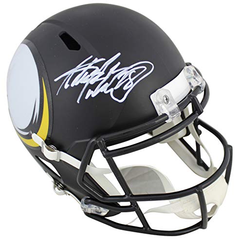 Vikings Adrian Peterson Signed Amp Full Size Speed Rep Helmet BAS Witnessed