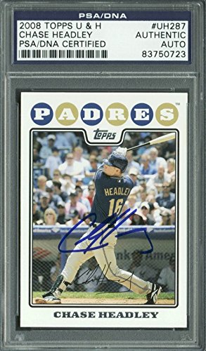 Padres Chase Headley Authentic Signed Card 2008 Topps U&H #UH287 PSA/DNA Slabbed