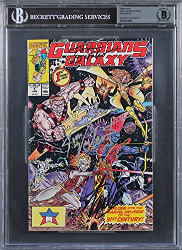 Stan Lee, Valentino & Defalco Signed Guardians Of The Galaxy #1 Comic BAS Slab
