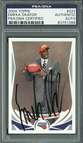 Bobcats Emeka Okafor Authentic Signed Card 2004 Topps RC #222 PSA/DNA Slabbed
