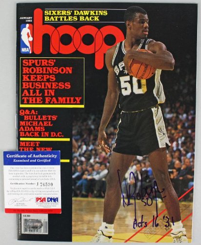 Spurs David Robinson Authentic Signed Autographed Hoop Magazine PSA/DNA #J76530