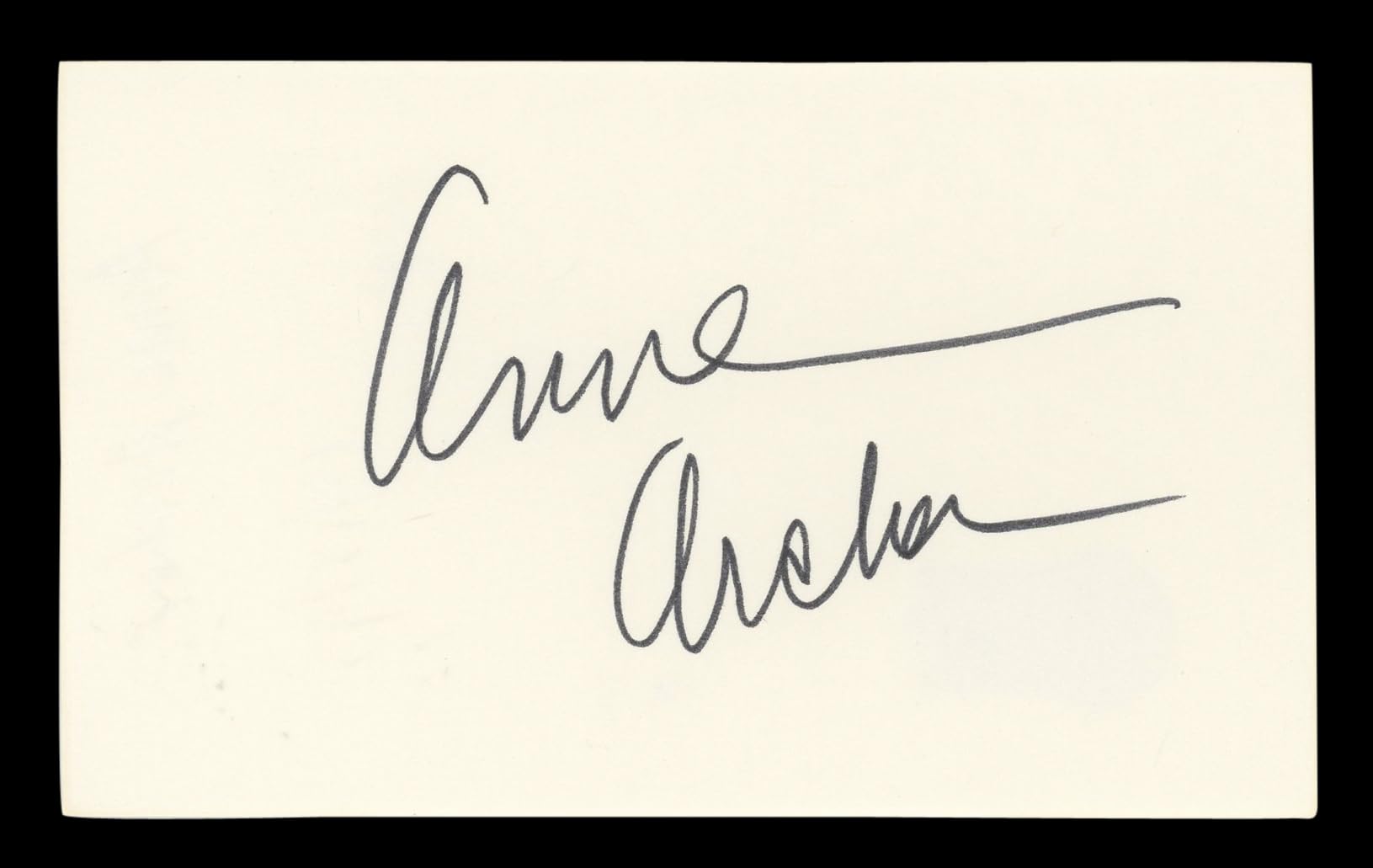 Anne Archer Fatal Attraction Authentic Signed 3x5 Index Card BAS #BL96930