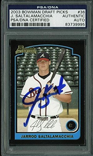 Jarrod Saltalamacchia Signed Card 2003 Bowman Draft Picks Rc #36 PSA/DNA Slabbed