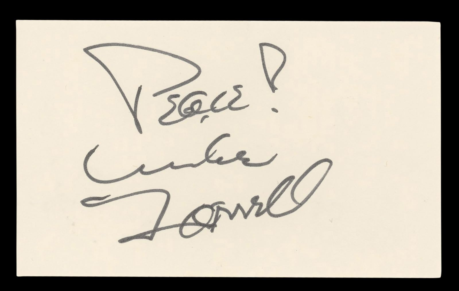 Mike Farrell MASH "Peace!" Authentic Signed 3x5 Index Card BAS #BL96696