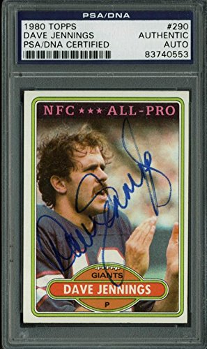 Giants Dave Jennings Authentic Signed Card 1980 Topps #290 PSA/DNA Slabbed