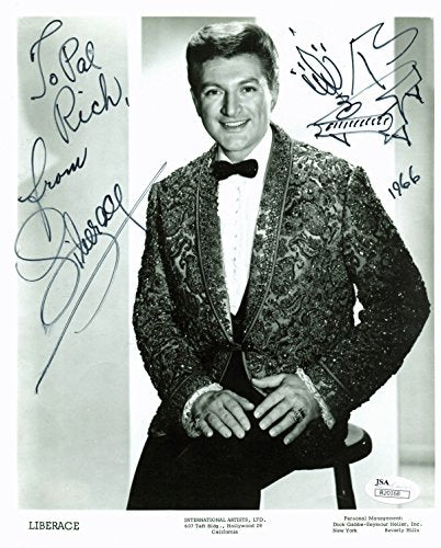 Liberace Authentic Signed B&W 8x10 Promo Photo w/ Piano Sketch JSA #R20168