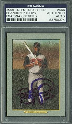 Reds Brandon Phillips Signed Card 2006 Topps Turkey Red #566 PSA/DNA Slabbed