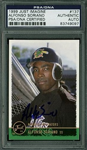 Yankees Alfonso Soriano Signed Card 1999 Just Imagine Rc #137 PSA/DNA Slabbed