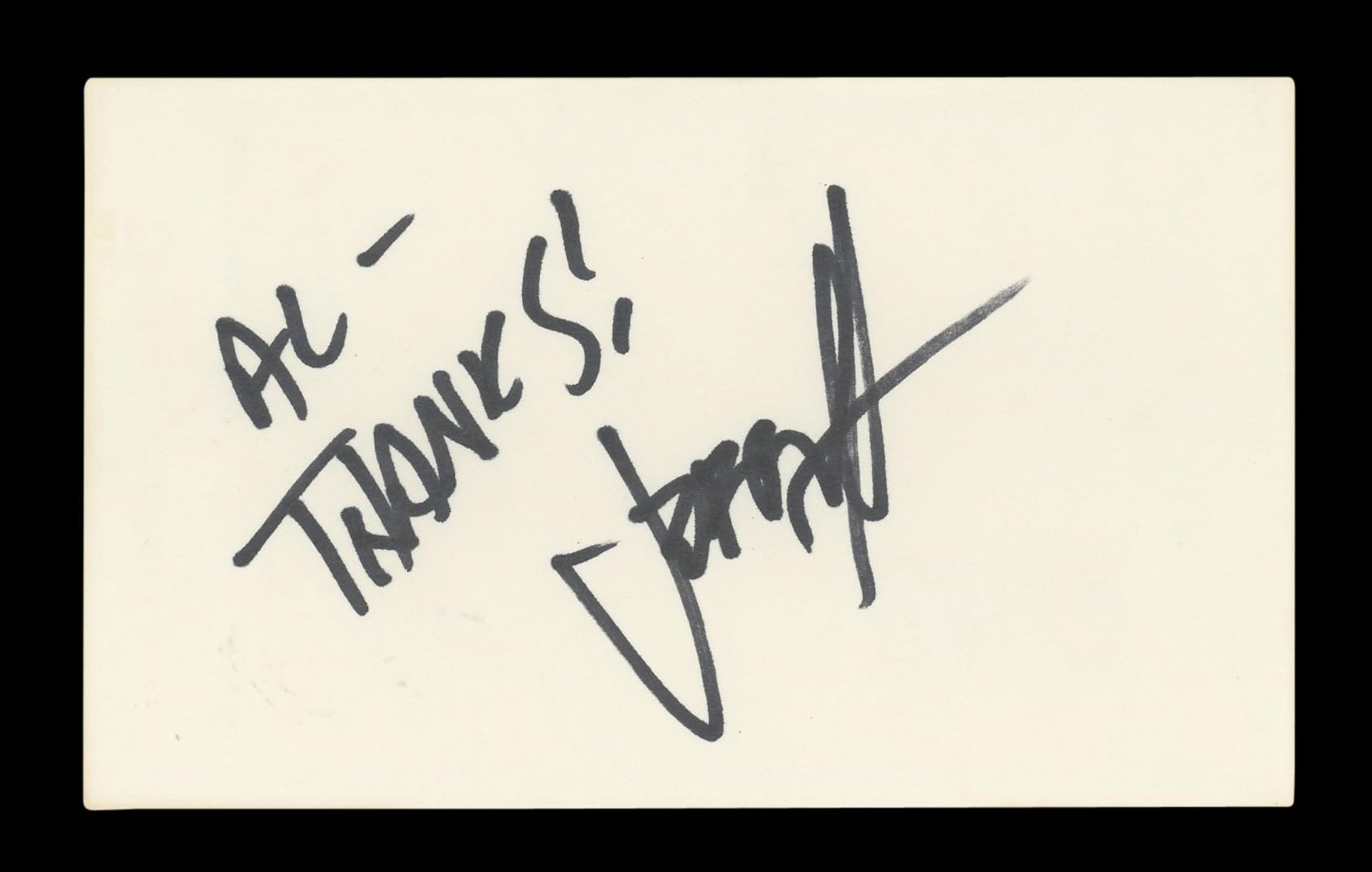 J.J. Abrams Star Wars "Al-Thanks!" Signed 3x5 Index Card BAS #AD70304