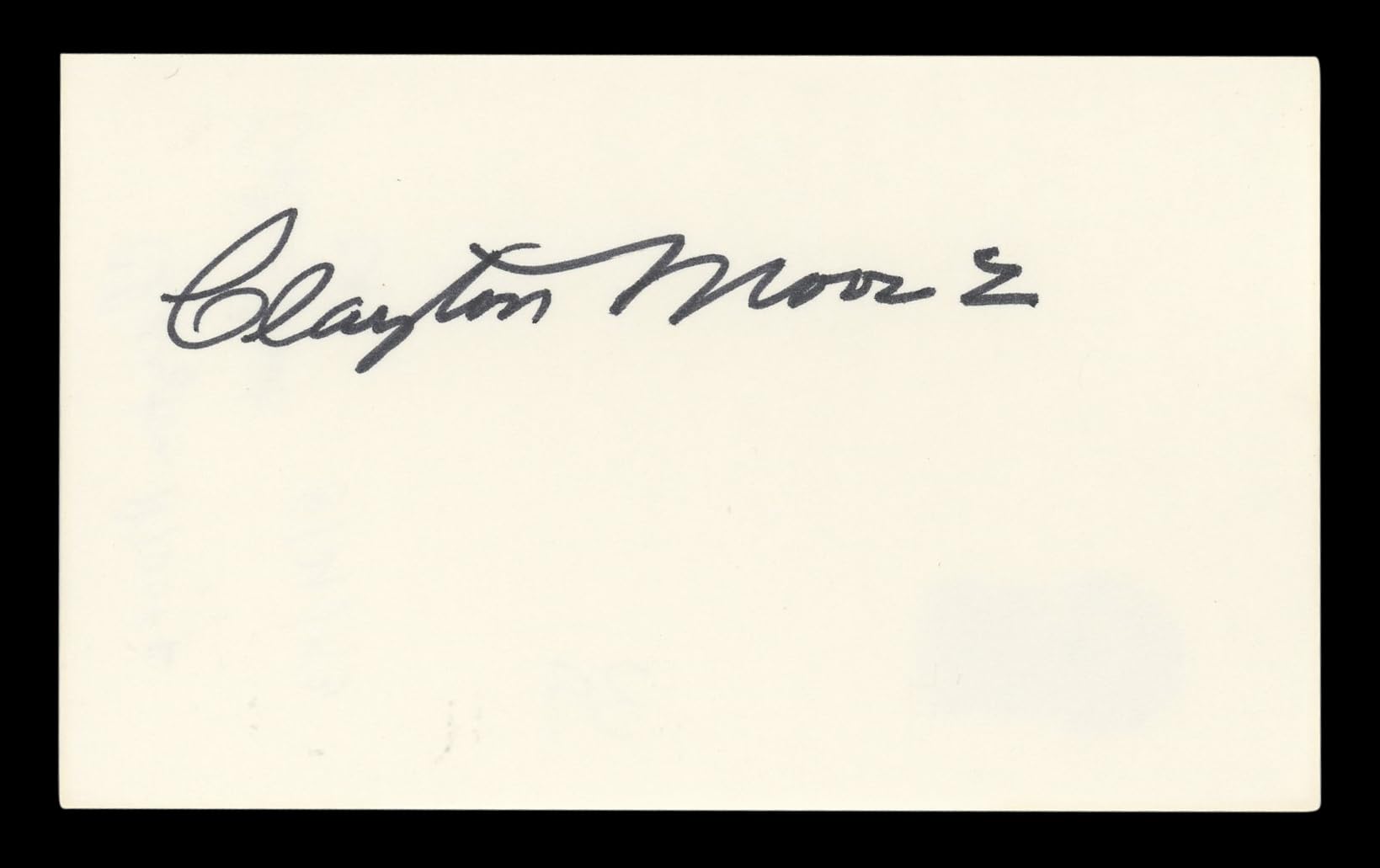 Clayton Moore The Lone Ranger Authentic Signed 3x5 Index Card BAS #BL96566