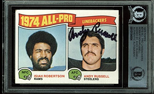 Steelers Andy Russell Authentic Signed Card 1975 Topps #219 AP LB's BAS Slabbed