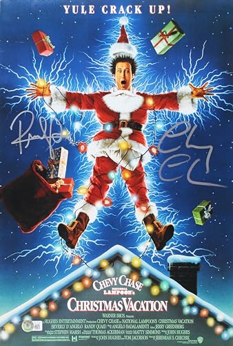 Chevy Chase & Randy Quaid Christmas Vacation Signed 12x18 Photo BAS Wit 1