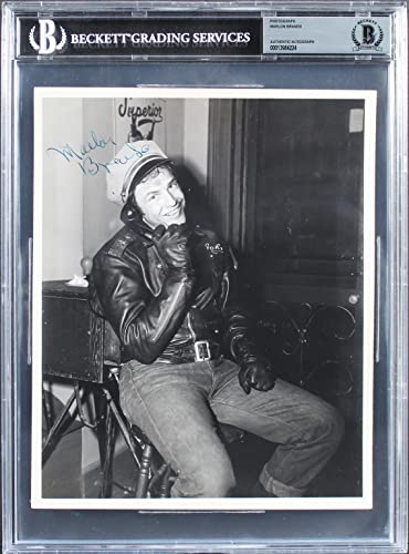 Marlon Brando The Wild One Authentic Signed 8x10 Black & White Photo BAS Slabbed