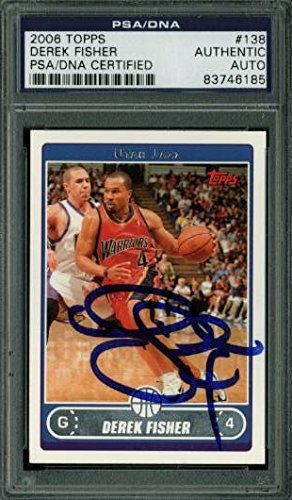 Warriors Derek Fisher Authentic Signed Card 2006 Topps #138 In Blue PSA Slabbed