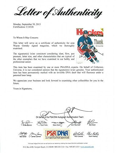 Rangers Wayne Gretzky Authentic Signed 1999 Beckett Magazine PSA/DNA #U14326