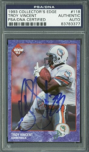 Dolphins Troy Vincent Signed Card 1993 Collectors Edge #118 PSA/DNA Slabbed
