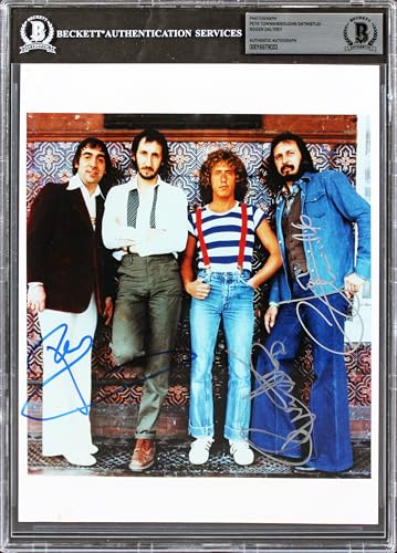 The Who (3) Townshend, Daltry & Entwistle Authentic Signed 8x10 Photo BAS Slab
