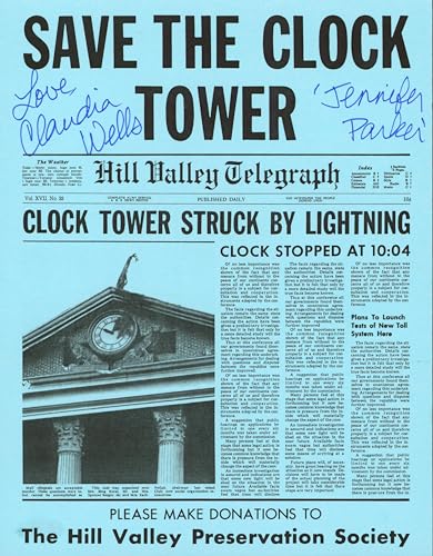 Claudia Wells Back To The Future Signed Replica Save The Clock Tower Flyer BAS