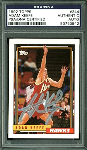 Hawks Adam Keefe Authentic Signed Card 1992 Topps RC #344 PSA/DNA Slabbed