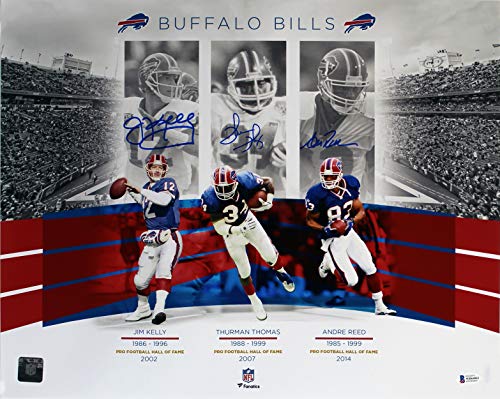 Bills (3) Kelly, Thomas & Reed Authentic Signed 16x20 Photo BAS Witnessed