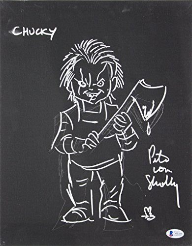 Pete Von Sholly Signed 11x14 Original Art Chucky Sketch Canvas BAS #D94458