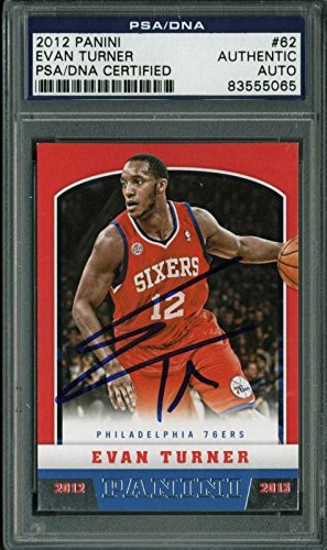 76Ers Evan Turner Authentic Signed Card 2012 Panini #62 PSA/DNA Slabbed