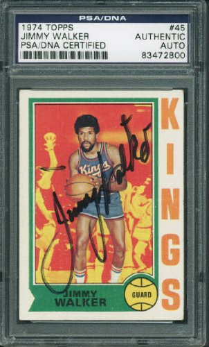 Kings Jimmy Walker Authentic Signed Card 1974 Topps #45 PSA/DNA Slabbed
