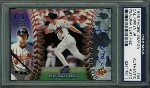 Orioles Cal Ripken Jr. Authentic Signed Card 1998 Pacific Omega #34 PSA Slabbed