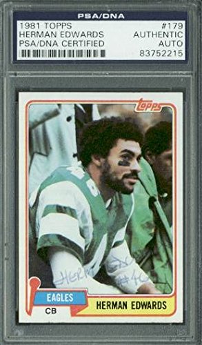 Eagles Herman Edwards Signed Card 1981 Topps #179 PSA/DNA Slabbed #83752215