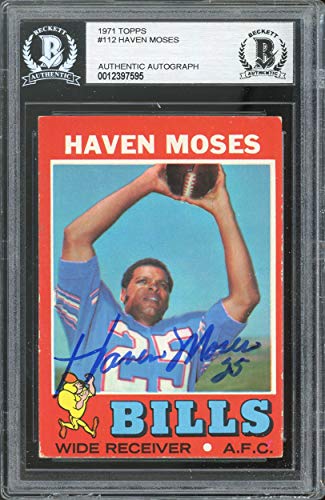 Bills Haven Moses Authentic Signed 1971 Topps #112 Card BAS Slabbed