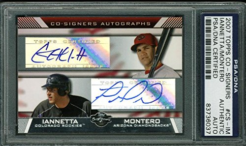 Chris Iannetta & Miguel Montero Signed Card 2007 Topps Co-Signers PSA Slabbed