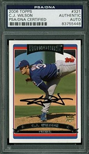 Rangers C.J. Wilson Signed Card 2006 Topps Rc #321 PSA/DNA Slabbed #83755448
