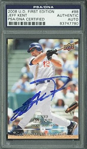Dodgers Jeff Kent Authentic Signed Card 2008 U.D. First Edition #88 PSA Slabbed