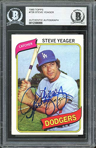 Dodgers Steve Yeager Authentic Signed 1980 Topps #726 Card BAS Slabbed