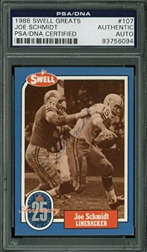Lions Joe Schmidt Signed Card 1988 Swell Greats #107 PSA/DNA Slabbed #83756094
