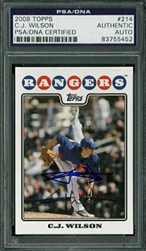 Rangers C.J. Wilson Authentic Signed Card 2008 Topps #214 PSA/DNA Slabbed